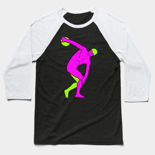 Discobolus Disc Thrower Sculpture 80s Minimal Artwork - Minimal Baseball T-Shirt